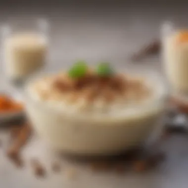 Enhancing Flavors for Rice Pudding A vibrant array of spices and flavorings that can enhance rice pudding.