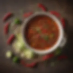 A bowl of vibrant chili filled with fresh ingredients