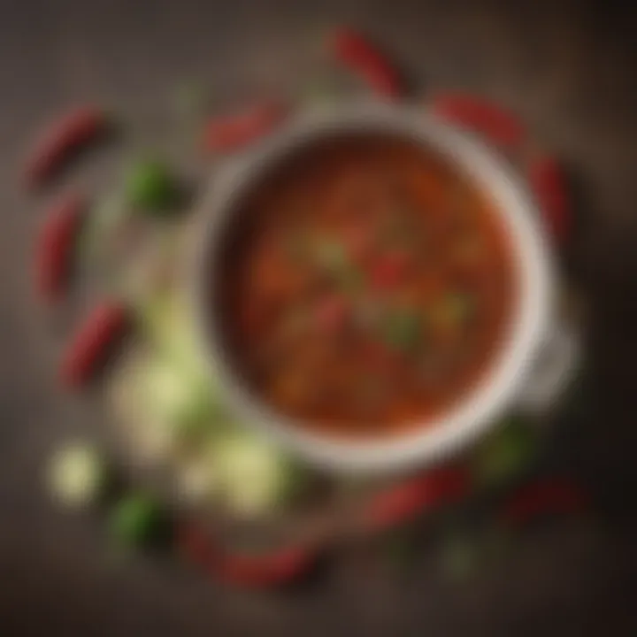 A bowl of vibrant chili filled with fresh ingredients