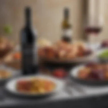 Exquisite Pairings of Wine and Cuisine A beautifully arranged table with wine glasses and gourmet food pairings