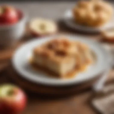 Culinary Elegance: Plated Apple Cobbler Slice A beautifully plated slice of apple cobbler with cinnamon garnish