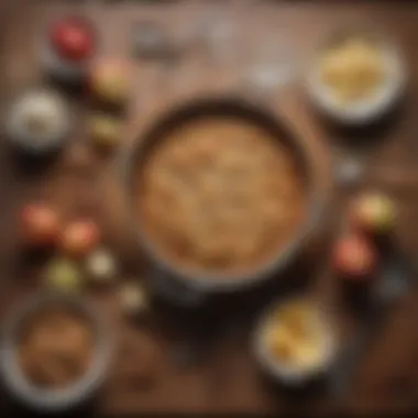 The Essentials: Ingredients for Apple Cobbler Ingredients for apple cobbler arranged on a wooden table