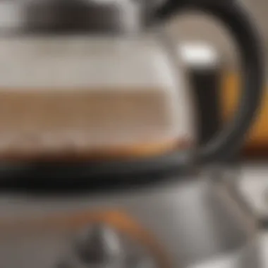 Close-up view highlighting the technical specifications and features of the kettle