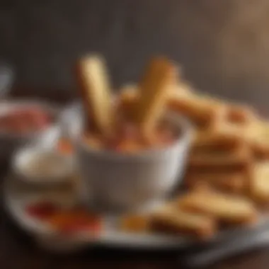 Creative Dips for Baked French Toast Sticks An assortment of baked French toast sticks served with various dips