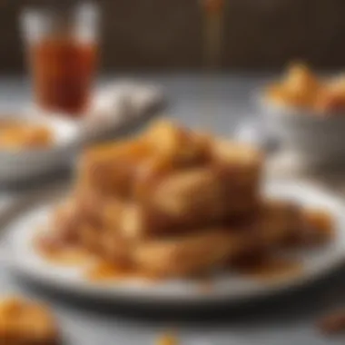 Decadent Baked French Toast Sticks with Maple Syrup A close-up of baked French toast sticks with a drizzle of maple syrup