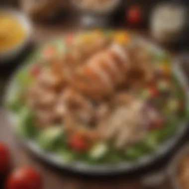 Artfully Garnished BBQ Chicken Salad Garnished BBQ chicken salad ready to serve