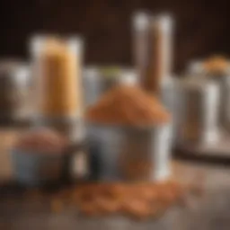 Variety of flavor pellets in a rustic setting