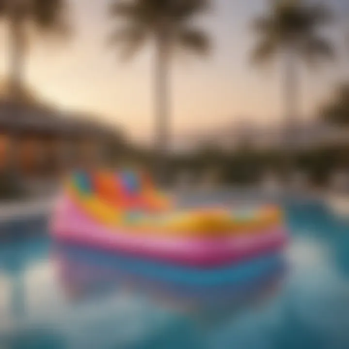 Colorful pool inflatable loungers