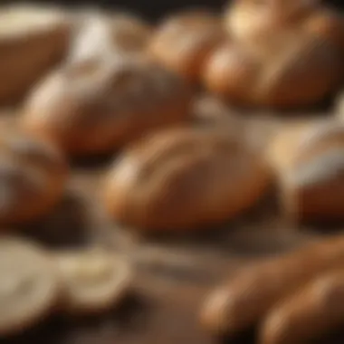 Close-up of bread ingredients arranged artfully