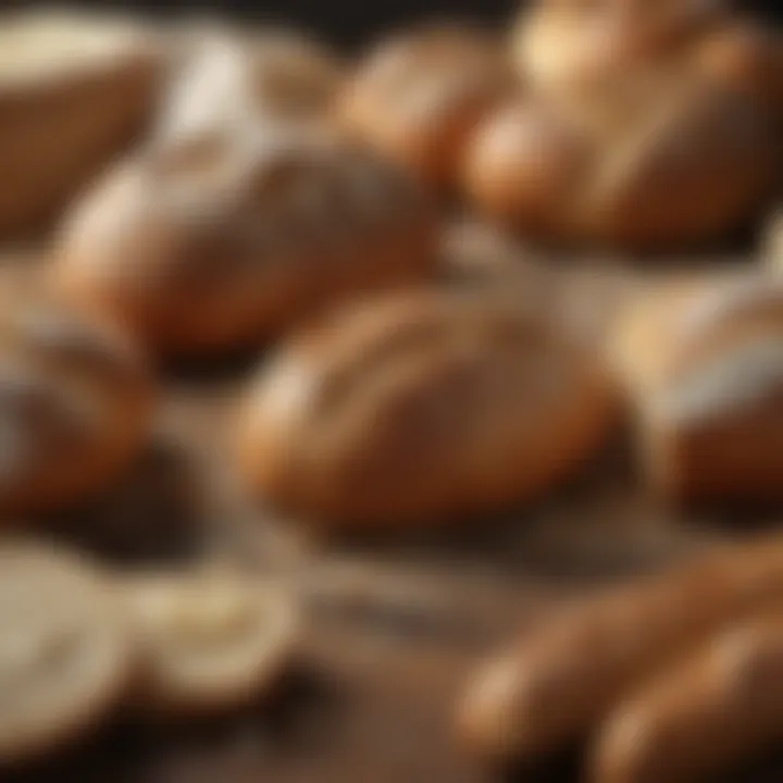 Close-up of bread ingredients arranged artfully