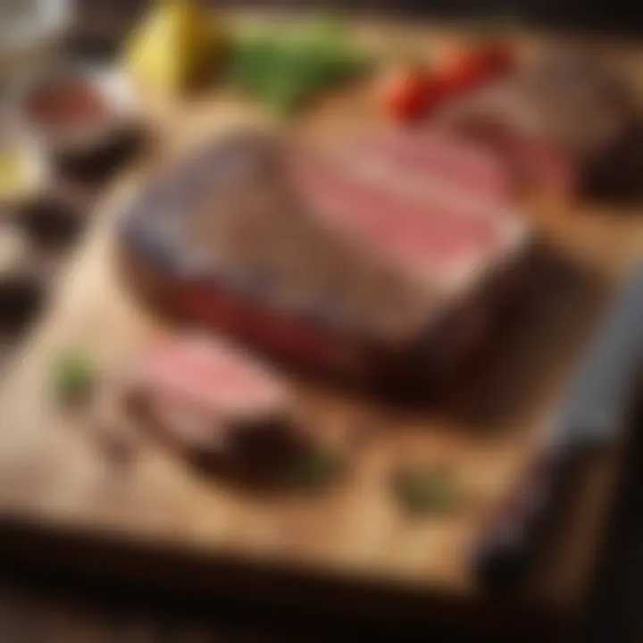 An array of premium steak cuts arranged on a wooden board