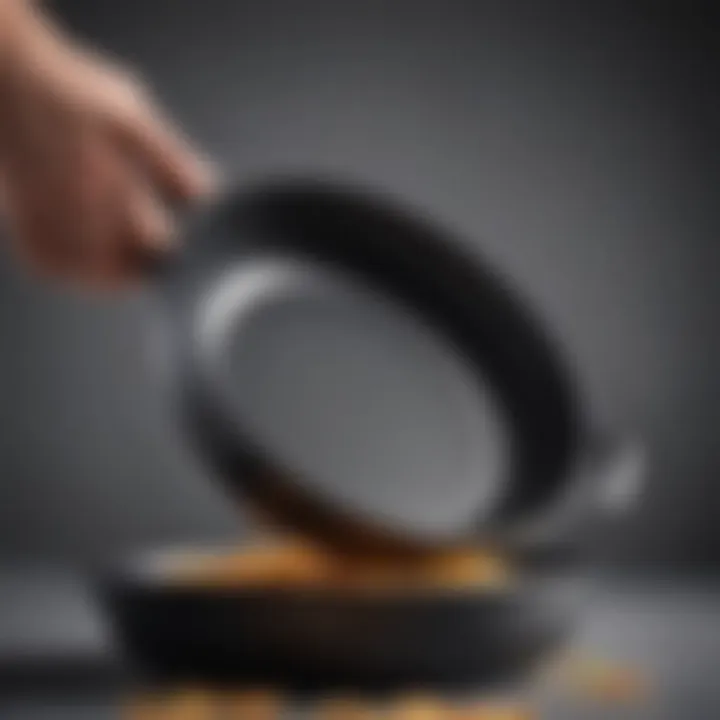 Close-up of a frying pan's ergonomic handle