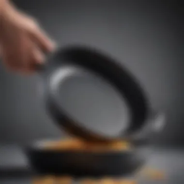 Ergonomic Handle Design Close-up of a frying pan's ergonomic handle