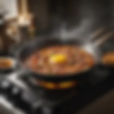 Frying Pan in Action A frying pan on a stove with vibrant ingredients