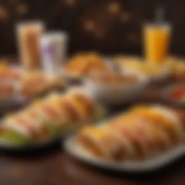 Hearty Taco Bell breakfast spread with various options