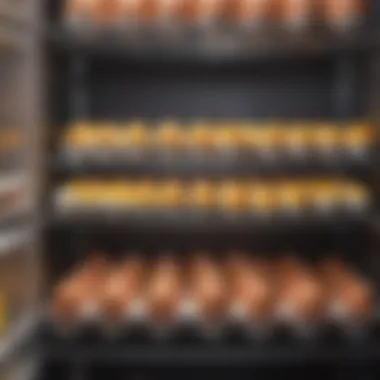 Refrigerator shelf organized with boiled eggs