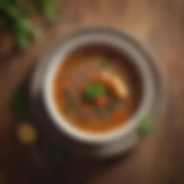 Delicious Lentil Soup Presentation A hearty bowl of lentil soup garnished with herbs and spices