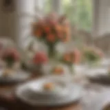 Charming bridal shower table setting with delicate floral arrangements