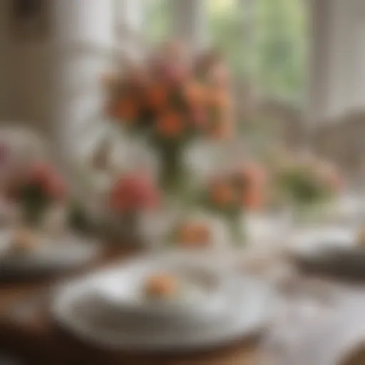 Charming bridal shower table setting with delicate floral arrangements