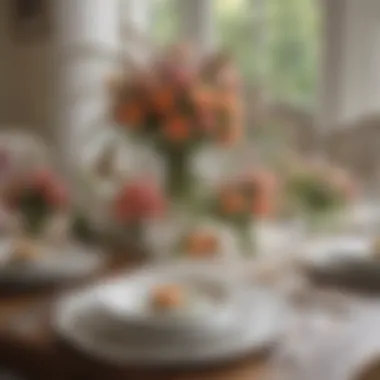 Elegant Table Setting for an Intimate Bridal Shower Charming bridal shower table setting with delicate floral arrangements