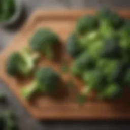 Fresh broccoli on a wooden cutting board