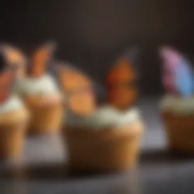 Delicately crafted butterfly cupcakes with vibrant frosting