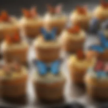 Diverse Flavor Profiles of Butterfly Cupcakes A selection of butterfly cupcakes showcasing various flavor profiles