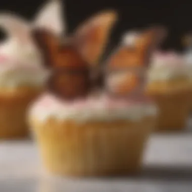 Close-up of the textured interior of a butterfly cupcake