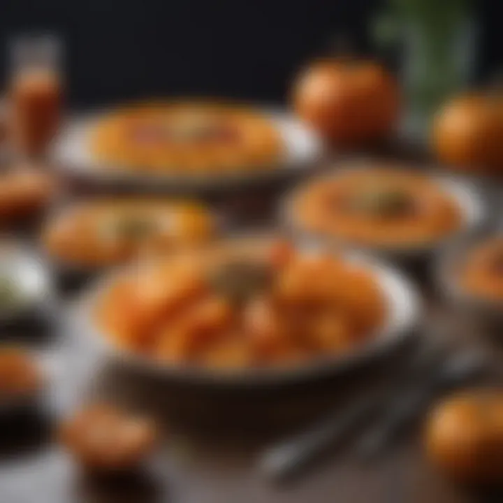 A beautifully arranged plate featuring various candied pumpkin dishes