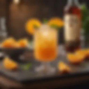 Elegant Presentation of Captain Morgan Orange Vanilla Twist Cocktail Elegant presentation of Captain Morgan Orange Vanilla Twist cocktail garnished with fresh orange slices and mint leaves