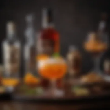 Beautifully Arranged Cocktail Setup with Captain Morgan A beautifully arranged cocktail setup with quality ingredients and decorative elements