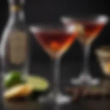 Selection of premium ingredients for the perfect Casino Royale Martini