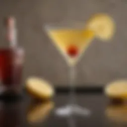 A finely crafted Casino Royale Martini with a twist of lemon