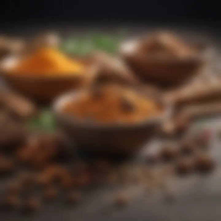 An assortment of spices used in chai preparation.