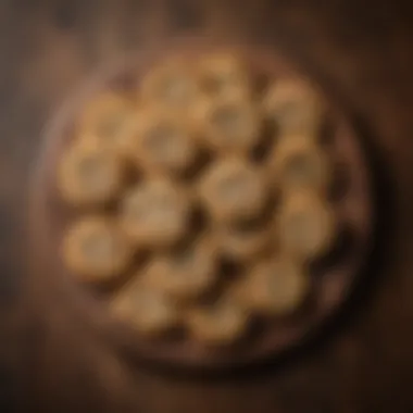 Creative Variations of Choc Chip Cookies An artistic arrangement of various choc chip cookie variations on a rustic wooden table