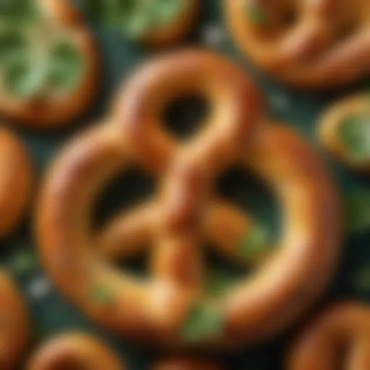 Close-up of the unique texture of a freshly baked shamrock soft pretzel