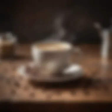 A Perfectly Brewed Cup of Coffee Ole A steaming cup of Coffee Ole placed on a rustic wooden table.