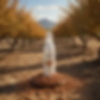 Sustainability in Almond Production Sustainable almond farming practices illustrated through a vibrant landscape.