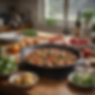 An inviting kitchen scene featuring a cast iron skillet surrounded by fresh ingredients.