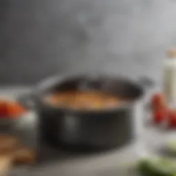 Elegant design of the Calphalon saucepan showcasing its sleek silhouette