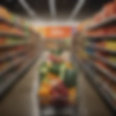 Organized grocery cart filled with diverse food items