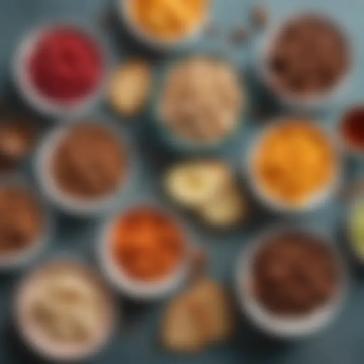 A colorful display of keto snacks in bowls