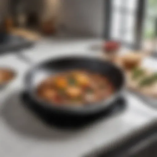Elegant All Clad non-stick skillet on a kitchen countertop