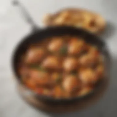 Perfectly Cooked Meal in All Clad Skillet Perfectly cooked meal presented in All Clad skillet