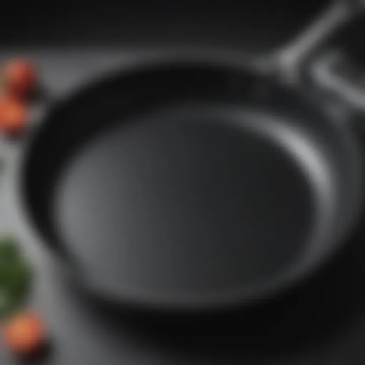 Close-up of the skillet's non-stick surface showcasing quality