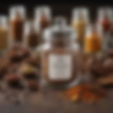 Art of Spice Selection An elegant vintage spice jar filled with a unique cake spice blend, emphasizing the art of spice selection.