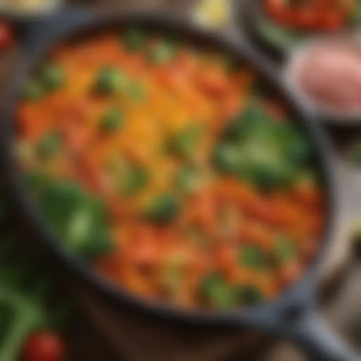 Colorful array of fresh vegetables ready for casserole