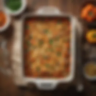 Hearty Veggie Casserole Dish Plate of hearty veggie casserole served