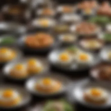 An assortment of egg dishes artfully presented on a table