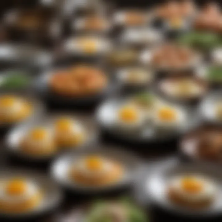 An assortment of egg dishes artfully presented on a table